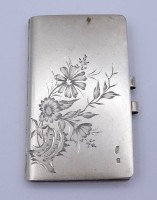 Russische Geldbörse,Silber -84-, florales Dekor, Stift fehlt, 9x5cm, 75,8g.