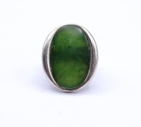 Silber Ring mit Jade Cabochon,Sterling Silber 0.925, 11g., offene Ringschiene