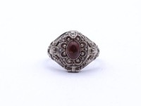 sog. Giftring mit Bernstein Cabochon, Sterling Silber 0.925, 4,7g., RG 55
