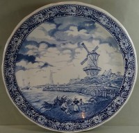 Los 9001 <br>gr. Wandteller "Delfts" Hollandmotiv, Blaumalerei, D-38 cm