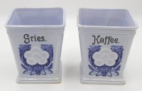 Los 9068 <br>2x Küchengefässe, Wächtersbach, um 1900, teilw. altrissig und bestossen, ca. H-14,5cm