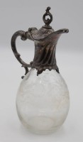 Los 10020 <br>kl. Karaffe um 1900, Barockschliff, versilberte Montur "WMF", Glas mit Ablagerungen, H-19,5cm.