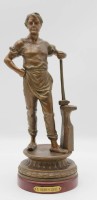 Los 15044 <br>Zinkguss-Figur bronziert, Schmied, bez. "L'Industrie", 19. Jhd., H-35cm.