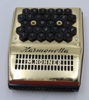 Los 16057 <br>Seltenes altes Musikinstrument, 1950er Jahre, Hohner -Harmonetta, funktionstüchtig, Gebrauchsspuren, 18 x 15cm.