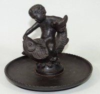Los 15004 <br>Just ANDERSEN (1884-1943), Knabe auf Fisch, Metall, (nicht signiert), H-14 cm, D-17 cm