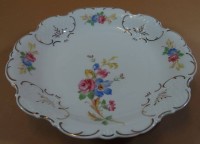 Kuchenteller, Elfenbein Porzellan, Blumendekor, D-28 cm