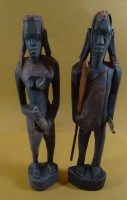 Paar Massai Holzfiguren, H-32 cm