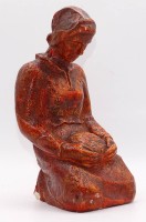 Los  <br>Erich Schmidt Bochum 1938- Kniende mit Laib Brot, im Boden signiert, Hals geklebt, Bodenrand bestossen, H-20,5cm