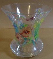 Los  <br>Glasvase, Blumen und Schmetterlinge, H-13 cm