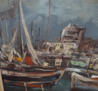 Hans Busch (1918) "Hafenmotiv" Öl/Leinen, gerahmt, RG 70x80 cm