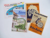 Los  <br>Alte Werbeblätter, 2 x Pilo Schuhputzmittel, 30er-Jahre, 4 x Esterer, Pilo-Werbung mit Altersspuren