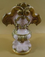 Figurenständer oder ähnliches in Vasenform, Holz, farbig gefasst, Altersspuren, Wurmlöcher, H-26 cm, B-18 cm