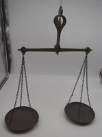 alte Balkenwaage zum aufhängen, Messing, B-ca. 47 cm