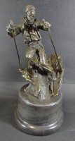 NICK (XX) "Skifahrer" Bronze auf Steinsockel, H-27 cm, 3,7 Kg, wohl Nachguss