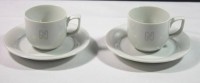 Los  <br>Paar Mokkatassen mit U.T., Fürstenberg, mit Buchstaben "N", Tasse H-5cm.