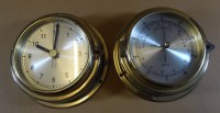 Glasenuhr und Barometer, Messing im Maritim-Look, D- 15 cm, Batteriewerk  nicht überprüft