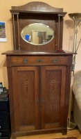 grosses Jugendstil-Vertiko mit Spiegelaufsatz, gut erhalten, H-192 cm, B-93 cm, T-46 cm