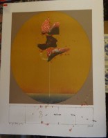 unleserl. signierte Farblithografie, für Frau Zürcher, 65x50 cm