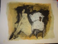 Michele MAINOLI (1927-1991) Farblithografie, junges Paar, für Frau Zürcher, BG 46x56 cm