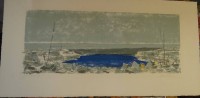 unleserl. sign. Farblithografie, See, E.A., BG 32x63 cm