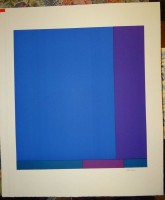 Ludwig SANDER (1906-1975)  Untitled-blue and purple, Siebdruck, 58x50 cm