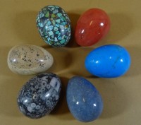 Los  <br>6 Steineier, tw. beschriftet, L-5 cm