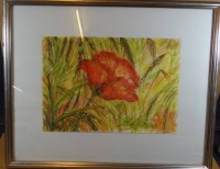 Los  <br> Ruth Erlanger Bachmann, Basel "Klatschmohn" Aquarell, ger/Glas, RG 43x52 cm