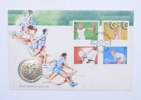 Numisbrief Jogos Olimpicos Seoul 1988, Portugal, mit 250 Escudos-Silber-Münze-925-, 28 gr.