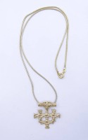 Auktion 332 / Los 1020 <br>Kette und Anhänger, Hiddensee-Schmuck, beides 925er-Silber, vergoldet, L. Kette: 45 cm, Anhänger: 2,8 cm, zus. 7 cm