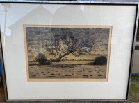 Auktion 332 / Los 5000 <br>Friederike MICHELSEN (1923-2016)  "Abend an der Beeke" Probedruck, Radierung, gut gerahmt/Glas, Rahmengrösse 63x80 cm