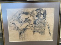 Auktion 332 / Los 5002 <br>Gottlieb POT D'OR (1905-1978),-P. (19)32, grosse Gemäldeskizze, Stiftzeichnung, gut gerahmt/Glas, RG 63x75 cm