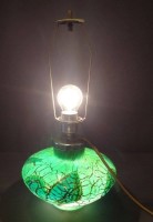 Auktion 332 / Los 16010 <br>Tischlampe "WMF" Ikora, gut erhalten, grün, H-Glas 15 cm, , Lampe 43 cm, ohne Schirm