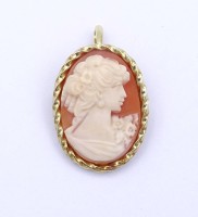 Auktion 332 / Los 1047 <br>Gold Brosche bzw. Anhänger mit Gemme, 0.333, L. 3,5cm, 6,3g.,
