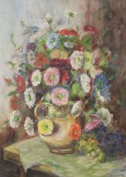 Auktion 332 / Los 4009 <br>wohl A.Schreieck `'79, Blumen in Vase, Öl/Leinwand,. gut gerahmt, RG 97,5 x 77cm.