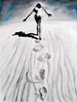 Auktion 332 / Los 4010 <br>Gabriele Thompson, Flucht, Öl/Leinwand, 2008, im Passepartout mit Edelstahlrahmen 60 x 80 cm