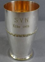 Los  <br>gr. versilberter Becher, Segelpreis 1924 "WMF", innen vergoldet, H-12 cm