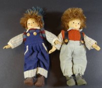 Auktion 500016 / Los  <br>Puppenpaar, Stoffkörper, H-26 cm