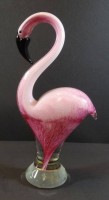 Auktion 332 / Los 10024 <br>Murano Glas - Flamingo - Höhe 31 cm- seitlich kaum sichtbar farblose Namensgravur "Ingrid" im Glas