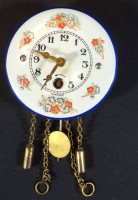 Mini-Wanduhr, mechanisch, Schlüssel fehlt, Funktion nicht geprüft, D-6 cm