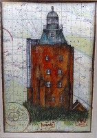 Auktion 332 / Los 5012 <br>Ole Witt Druck "Leuchtturm Neuwerk, MG 28 x 20cm
