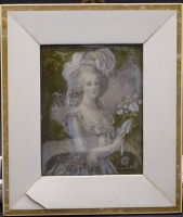 Auktion 500009 / Los  <br>Miniatur Malerei auf Bein,"Marie Antoinette", 13x11,3cm, Rahmen beschädigt