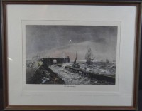Auktion 332 / Los 5015 <br>colorierter Holzstich um 1860 "Cuxhaven-Alte Liebe", Neuauflage, ger/Glas, RG 25x31 cm