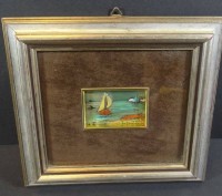Auktion 332 / Los 5016 <br>kl. handgemaltes Emaille-Bild,MG 4,5x6 cm gut ger/Glas, RG 17x19 cm, Italien