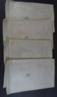 Auktion 332 / Los 13012 <br>4x gr. Webleinen-Handtücher mit Spruch "Denke Edel-Handel hilfreich" und Frauenportrait, 112x49 cm, Ziermonogramm