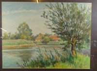 Auktion 332 / Los 4036 <br>Wilhelm Heinrich STÖVER (1895-1980), 1958 "Kopfweide am Ufer"  Aquarell, in PP, 46x58 cm