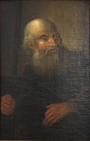 Auktion 339 / Los 4013 <br>anonymes Portrait eines Asiaten, Mönch?, wohl ende 17. Jhd., Öl/Holz, gerahmt, RG 60,5 x 43cm.