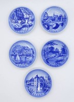 Los  <br>5 kleine Sammelteller mit Ansichten von Essen, Royal Copenhagen, Ø ca. 8 cm