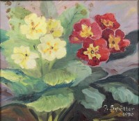 Paul SPÖTTER (1904-1951), Blumen, datiert 1950, Öl/Hartfaser, alt gerahmt, RG 21,5 x 23,5cm, leicht restaurierungs bedürftig.