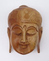 Los  <br>Buddahkopf, Holz, Südostasien, ca. 15 x 8 x 11, leichte Altersspuren