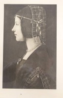 älterer Druck, Frauenportrait nach einem Bild von Da Vinci, gerahmt/Glas, 1x Stockfleck, RG 51 x 40cm.